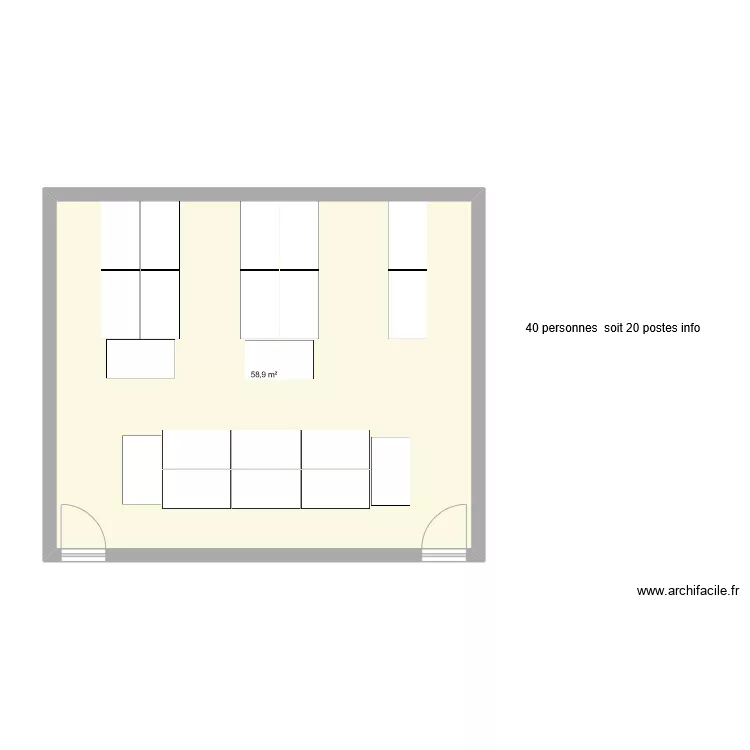 SAlle C001 &agrave; C005 mobilier info 140*80 v4. Plan de 