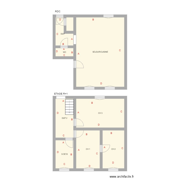 CHAMPARNAUD 2. Plan de 9 pièces et 78 m2