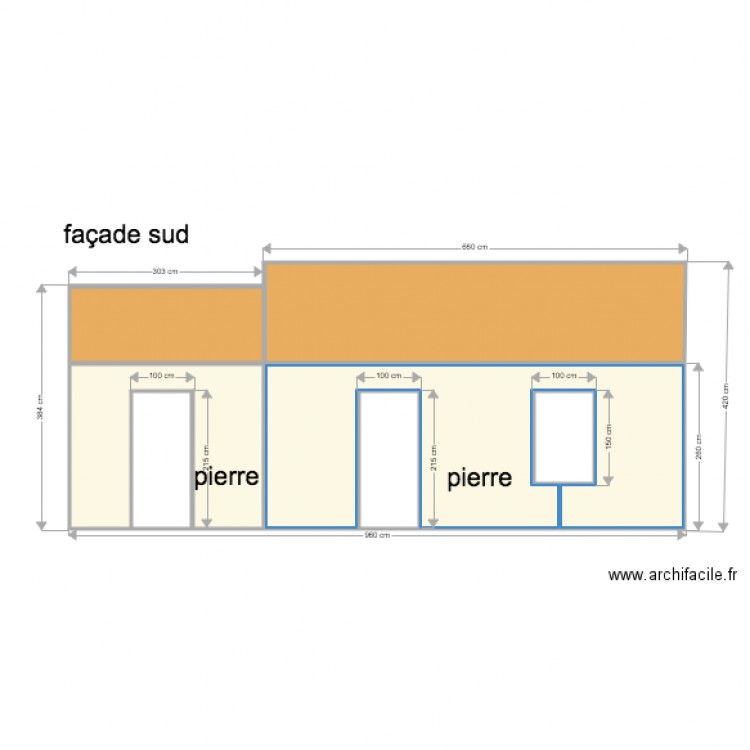 plan finale façade sud. Plan de 0 pièce et 0 m2