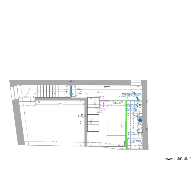 1ÉTAGE MODIF PLOMBERIE 2. Plan de 1 pièce et 42 m2