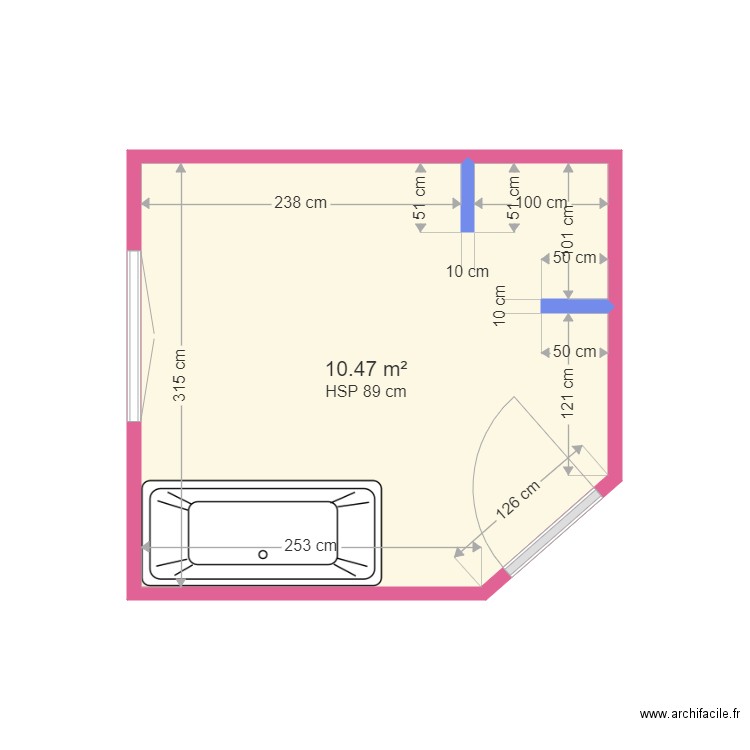 GUENIN. Plan de 1 pièce et 10 m2