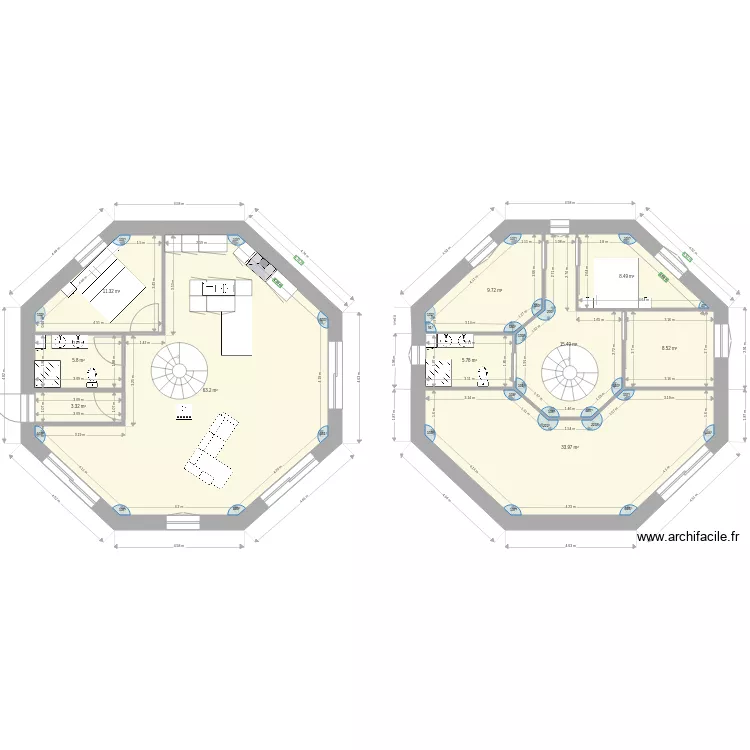 maison ronde. Plan de maison ronde. Plan de