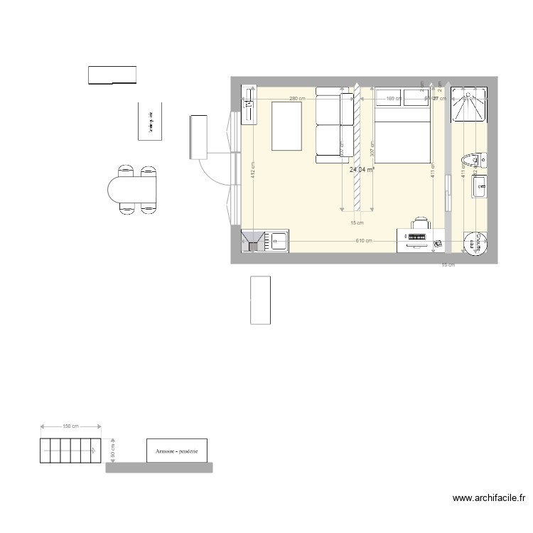Plan – studio 24 m2 – Par bukyone ️ | ArchiFacile