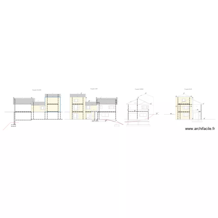 colombani &eacute;l&eacute;vation fa&ccedil;ade sud nord. Plan de 