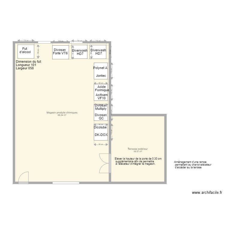 Magasin stockage produits chimiques . Plan de 0 pièce et 0 m2