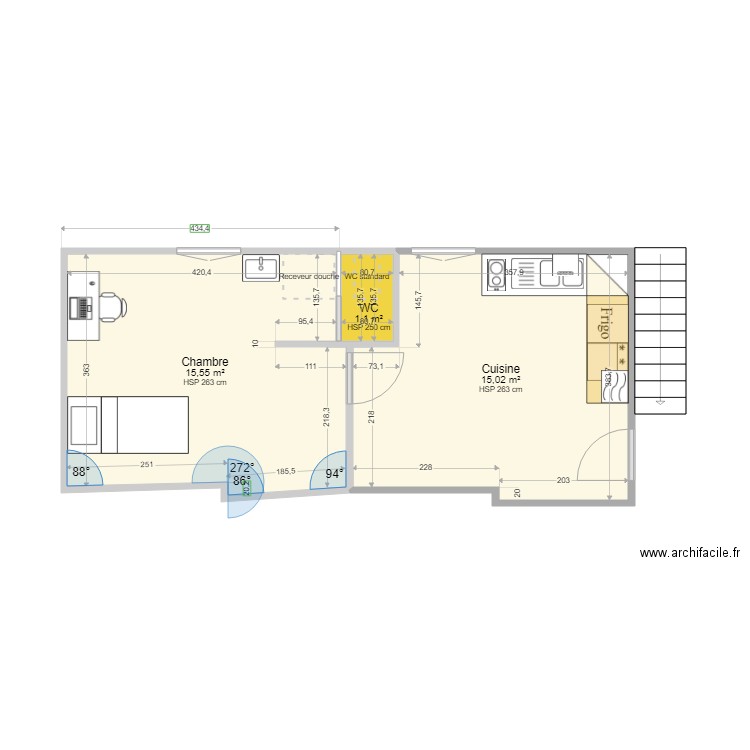 inf full. Plan de 3 pièces et 32 m2