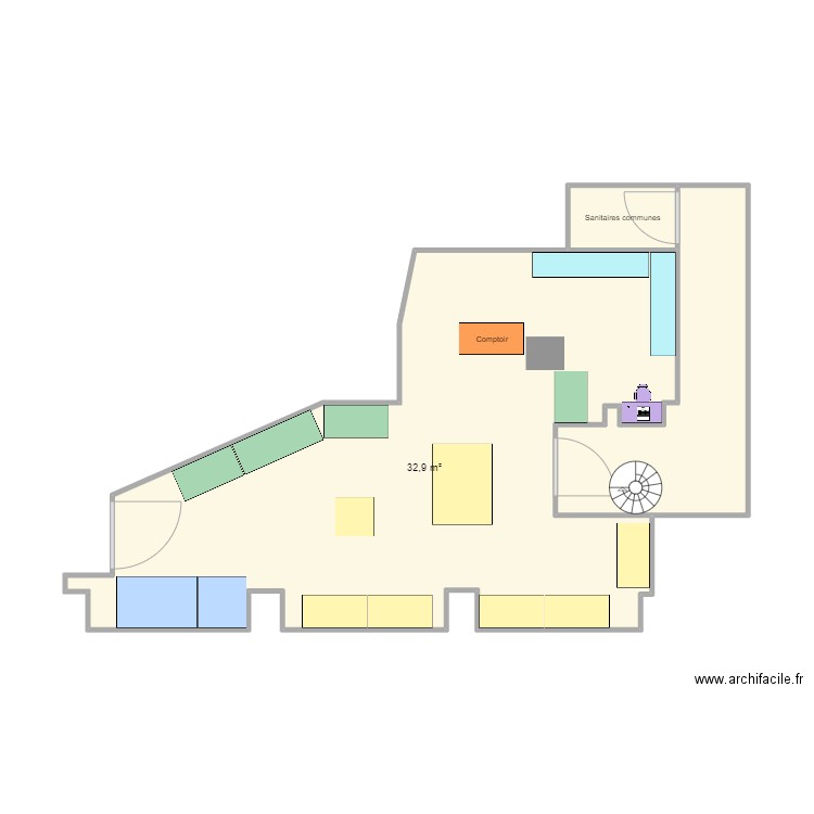 CEV Mulhouse - Préco 2. Plan de 3 pièces et 42 m2