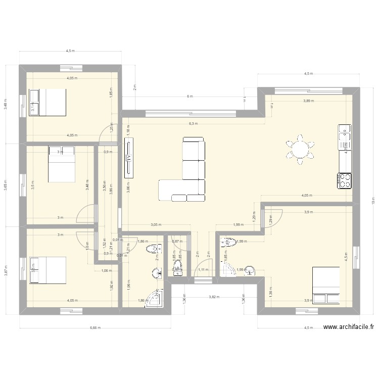 ADIPI/FARIA. Plan de 8 pièces et 121 m2