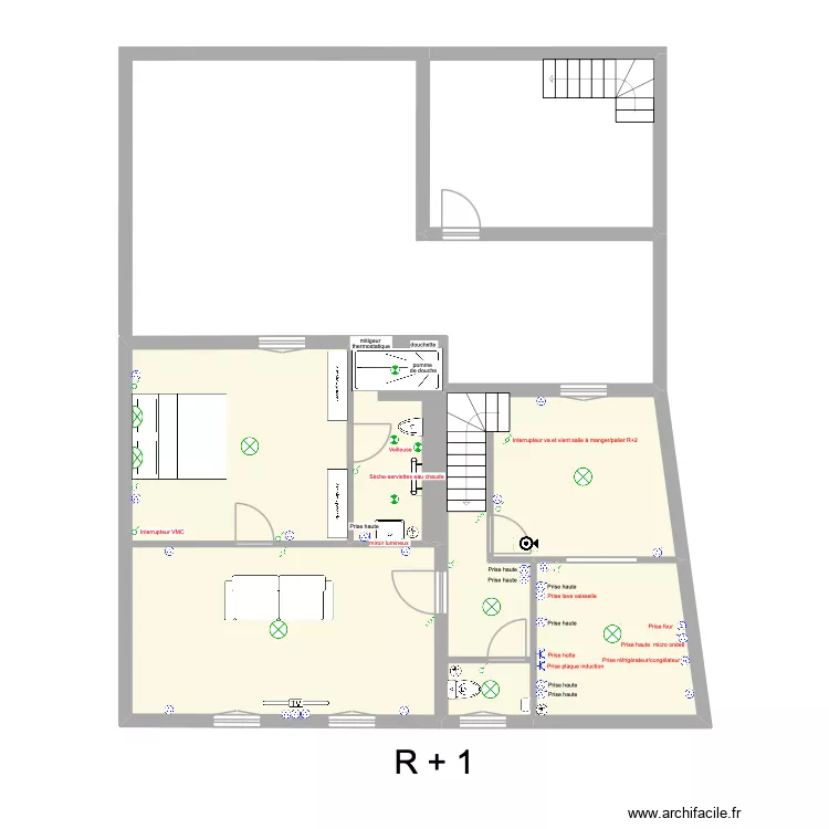 R + 1 n° 5-7. Plan de 4 et 77 m² R + 1 n° 5-7. Plan de 4 et 77 m²