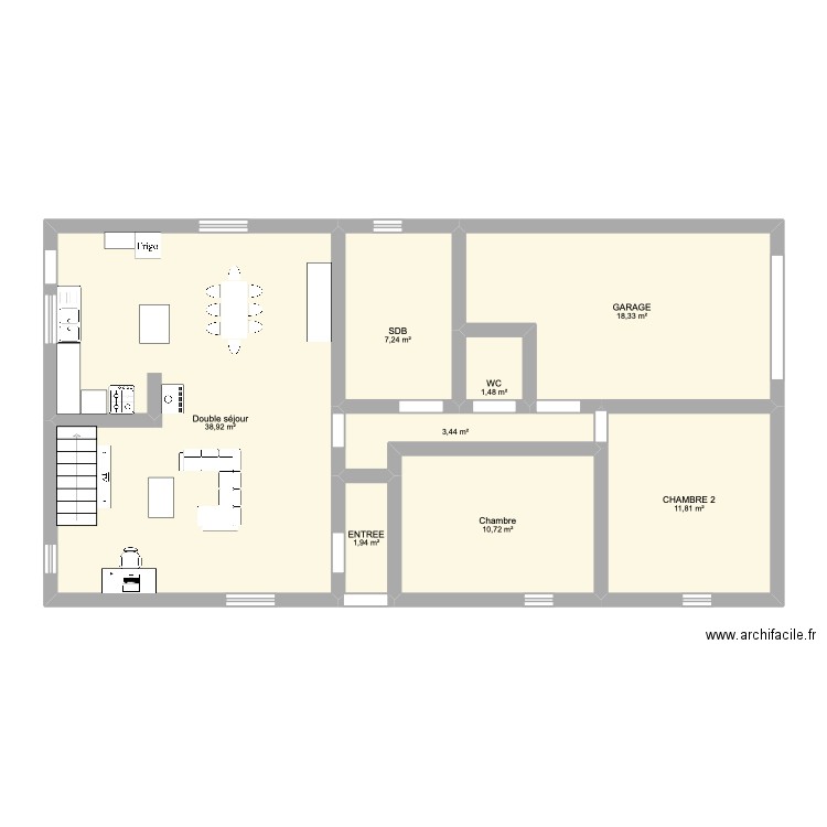 MAISON 2. Plan de 8 pièces et 94 m2