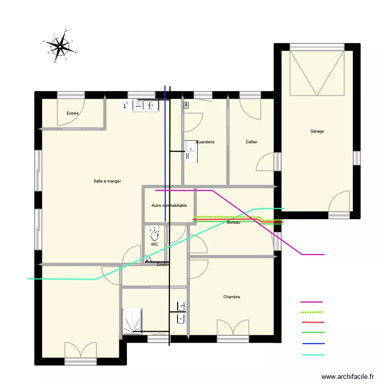 R&eacute;seau vide sanitaire. Plan de 11  et 130 m²