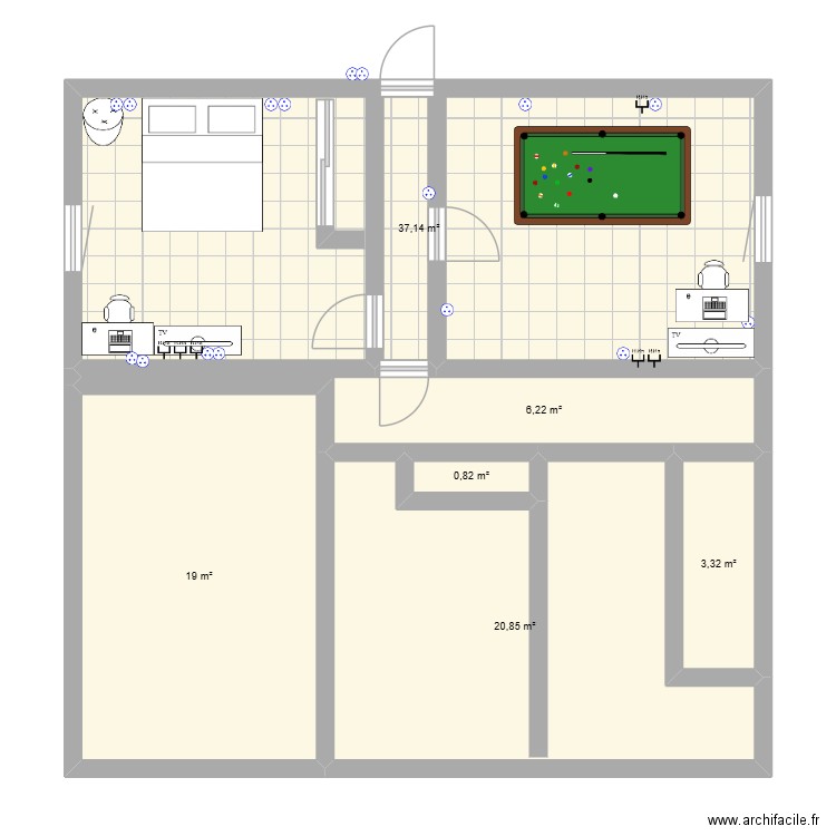 extention maison. Plan de 6 pièces et 87 m2