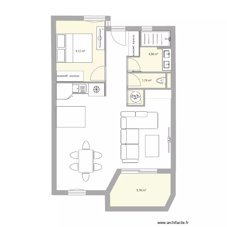 appart guip. Plan de 5  et 22 m²