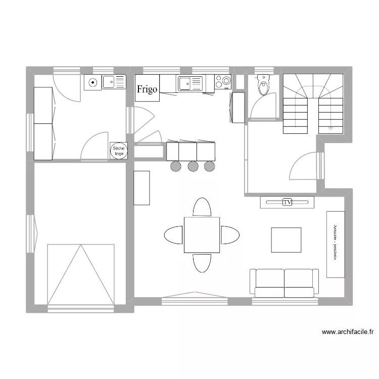 maison la bathie modif AVEC MEUBLE. Plan de 4  et 16 m²