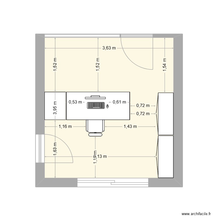 CREHEN. Plan de 1 pièce et 14 m2