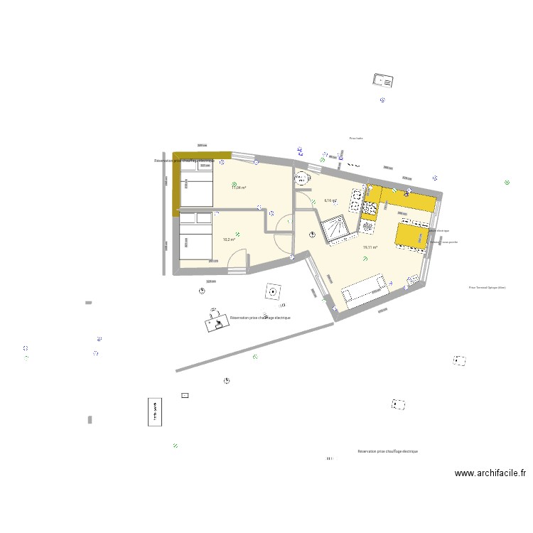 BRETI OSSAT plein pied 2. Plan de 4 pièces et 47 m2