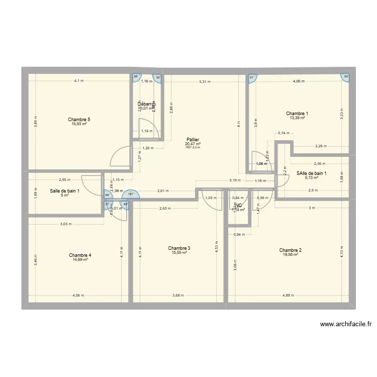 Etage 1. Plan de 10  et 114 m²