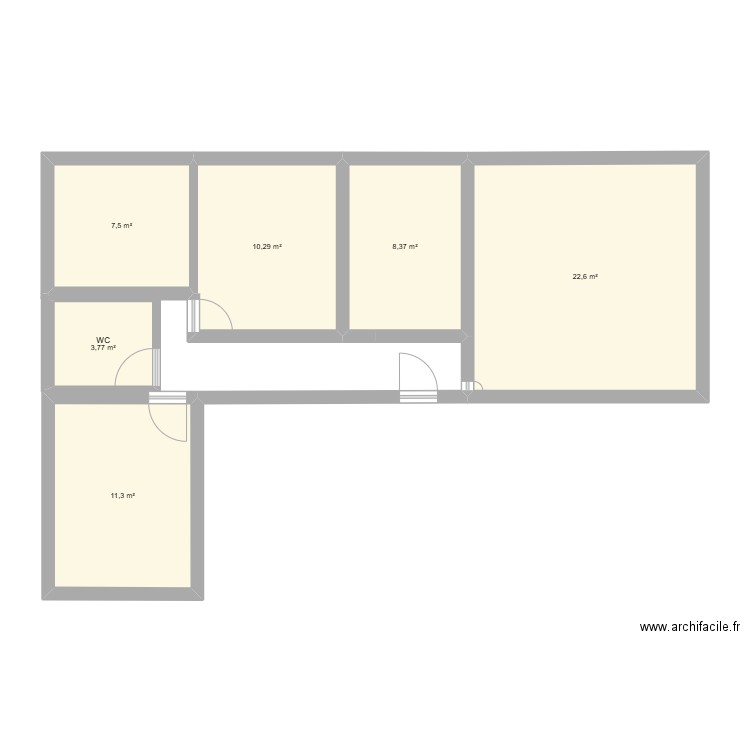 St Malo. Plan de 6 pièces et 64 m2