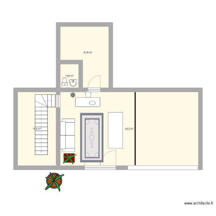 plan de New Vintage. Plan de 4 pièces et 66 m2