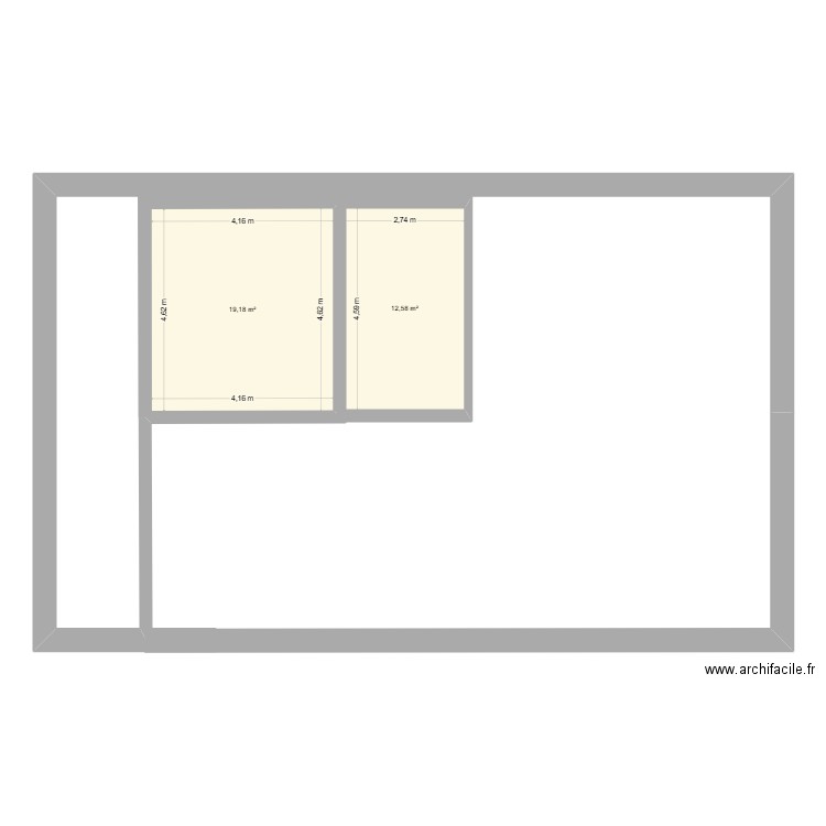 damien. Plan de 2 pièces et 32 m2