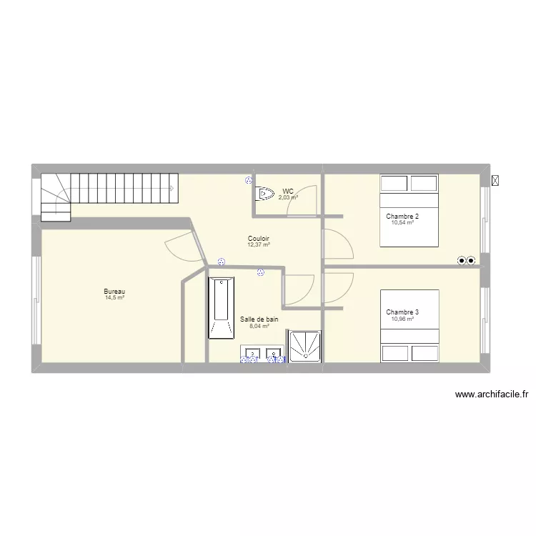 Villa 2 R+1 SdB et couloir. Plan de Villa 2 R+1 SdB et couloir. Plan de