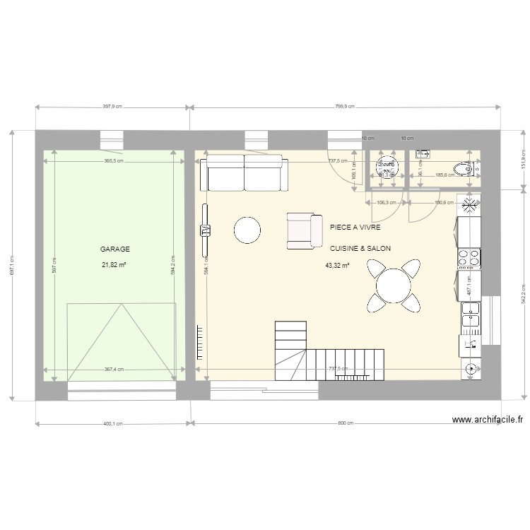 LOGEMENT  RDC FACADE. Plan de 0 pièce et 0 m2