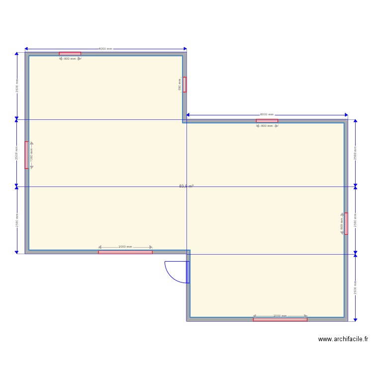 90 1 sv. Plan de 1 pièce et 84 m2