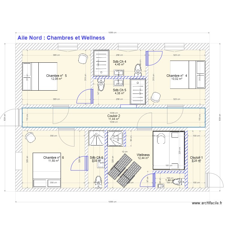 Chambres et Wellness. Plan de 0 pièce et 0 m2