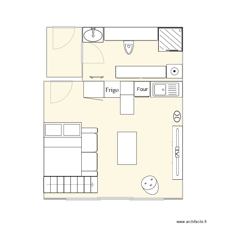 PlanA. Plan de 3 pièces et 32 m2