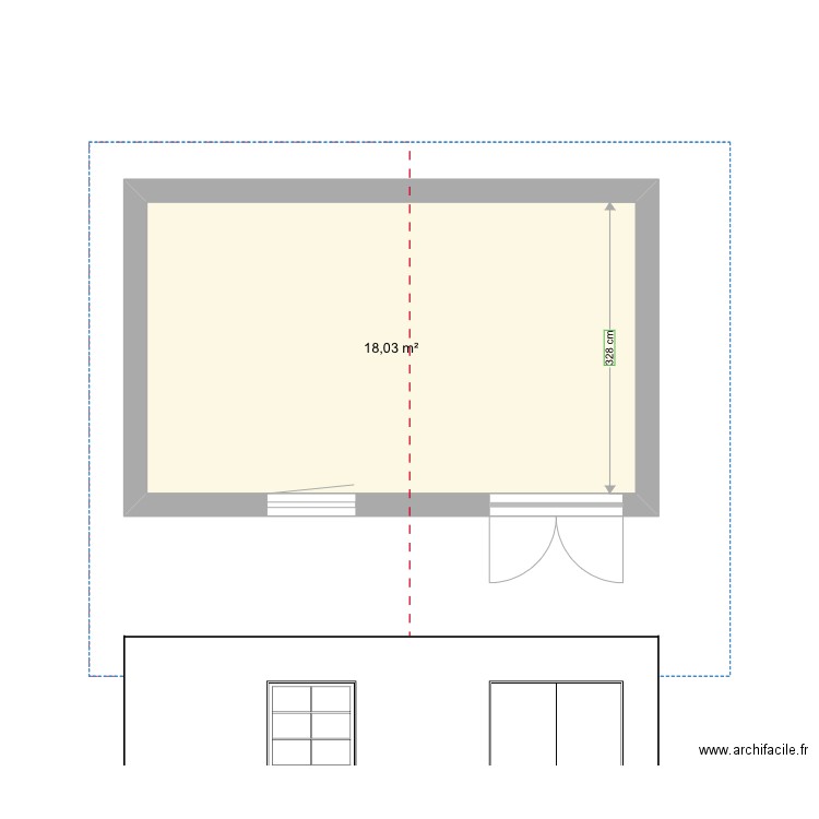 Cabane jardin surface A. Plan de 1 pièce et 18 m2