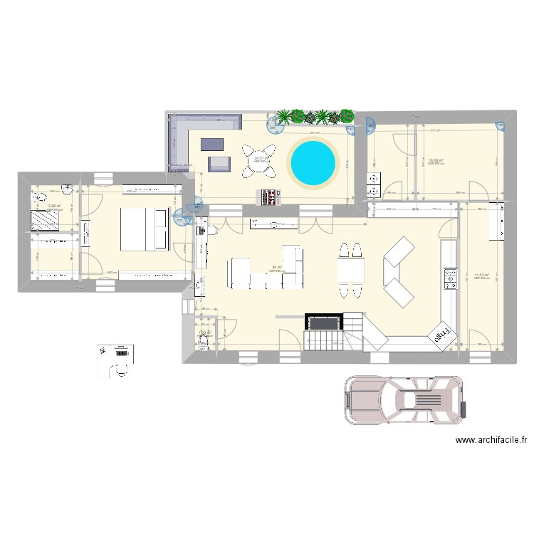 nouveau projet. Plan de 6 pièces et 146 m2