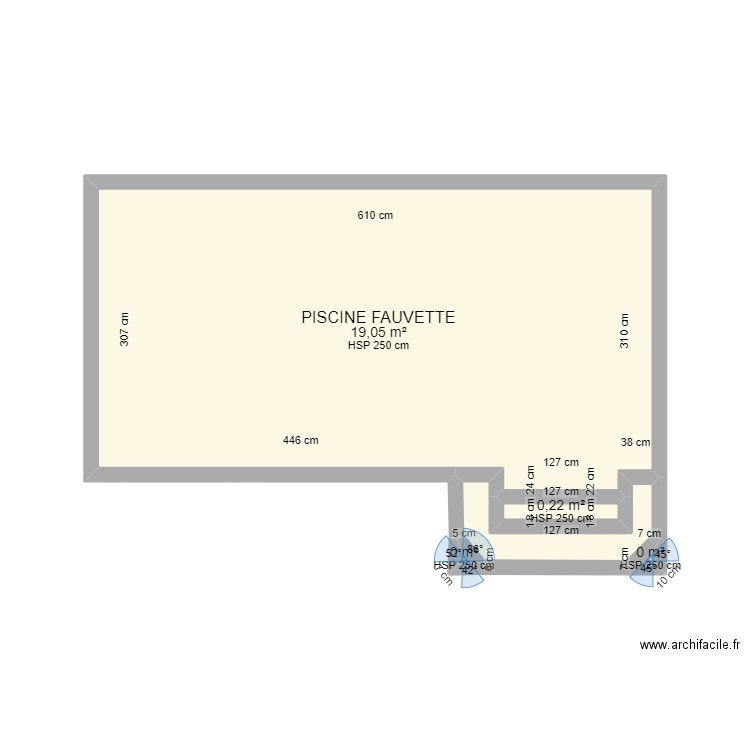 PISCINE FAUVETTE MC. Plan de 5 pièces et 20 m2