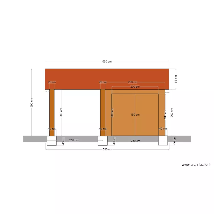 Abri vue Face avant bis. Plan de 
