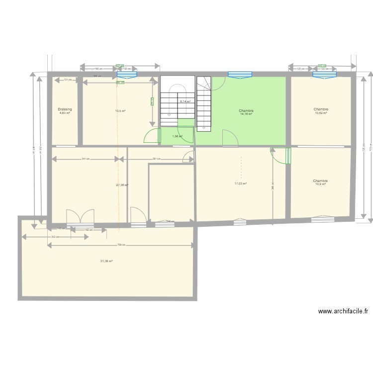 1er étage . 8 Juin.2023. v7. Plan de 10 pièces et 137 m2