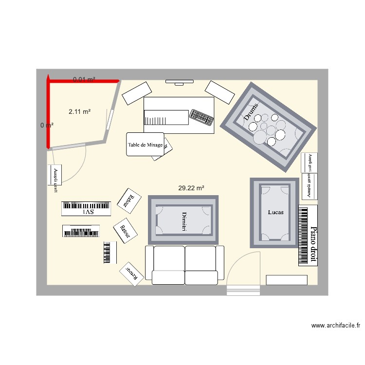 Plan studio cabine 3. Plan de 0 pièce et 0 m2