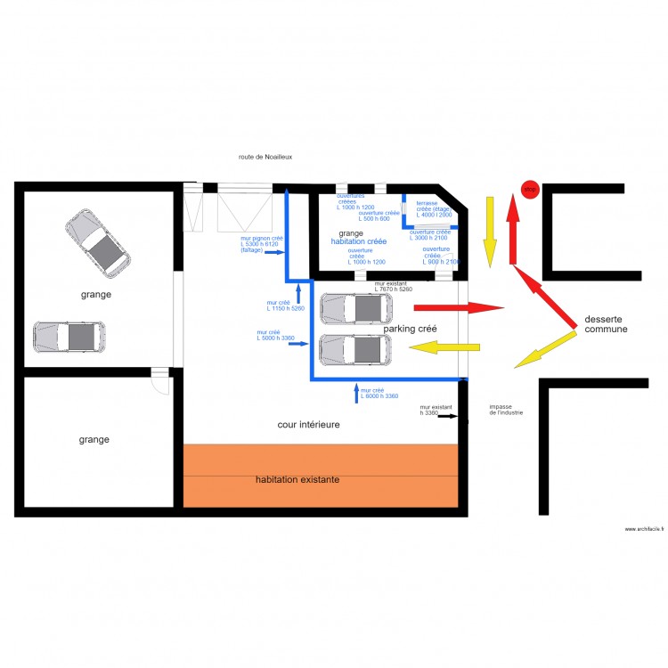 PROJET AMENAGEMENT GRANGE RDC. Plan de 0 pièce et 0 m2