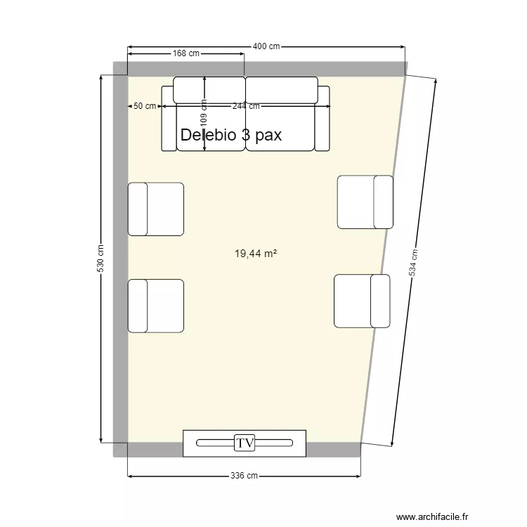 Tv canapé 3 places. Plan de Tv canapé 3 places. Plan de