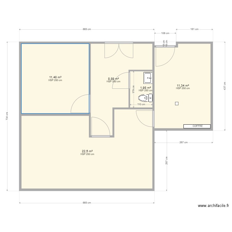 Plan modificatif ELSAN URO V2. Plan de 5 pièces et 56 m2