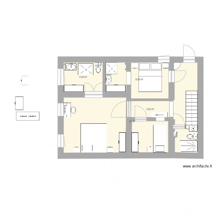 RDCmicanosaffiné. Plan de 0 pièce et 0 m2