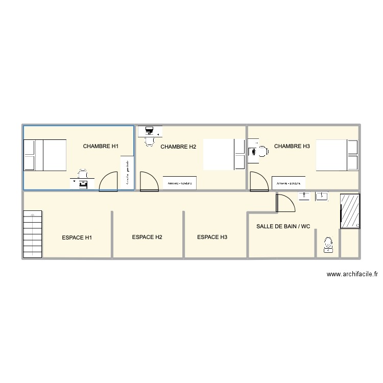 NIVEAU 2 APPARTEMENT SCI. Plan de 5 pièces et 84 m2