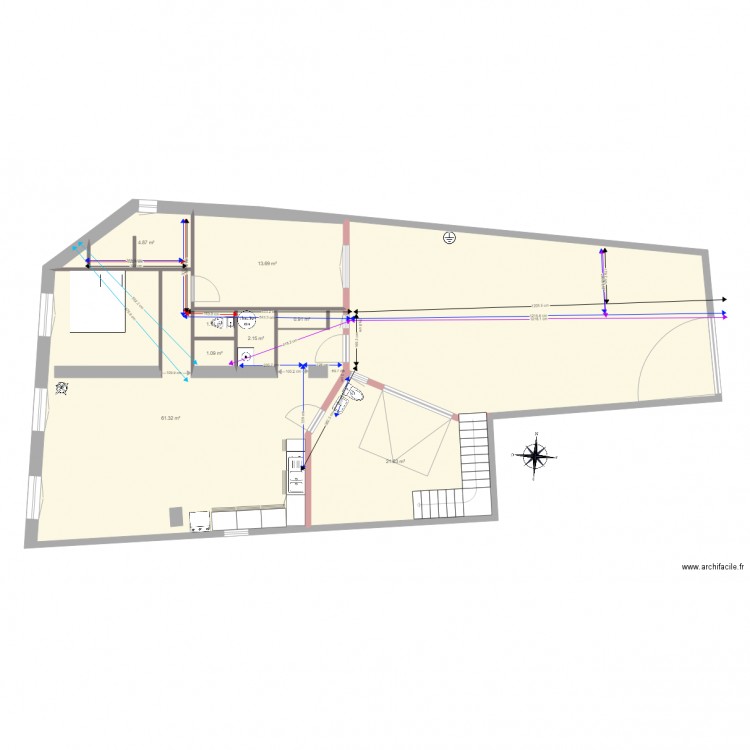 Evac et alim eau RDC 2. Plan de 0 pièce et 0 m2