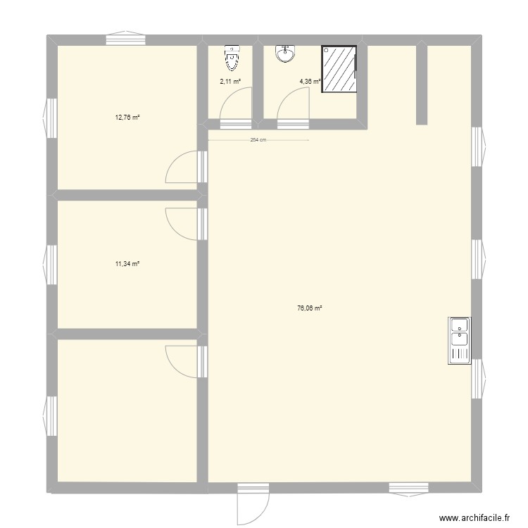 Plan Origine Maison RSM new. Plan de 5 pièces et 107 m2