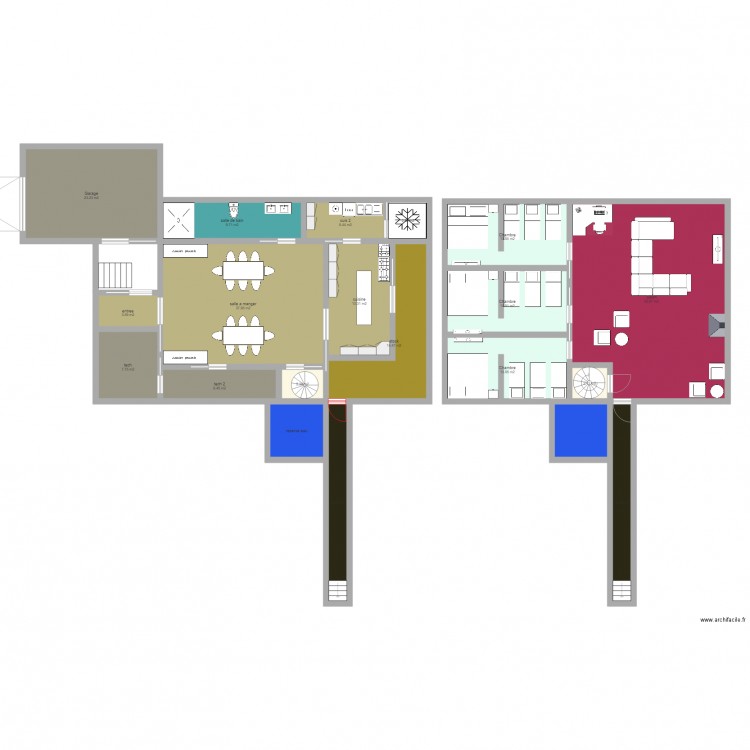 bk1. Plan de 20 pièces et 251 m2