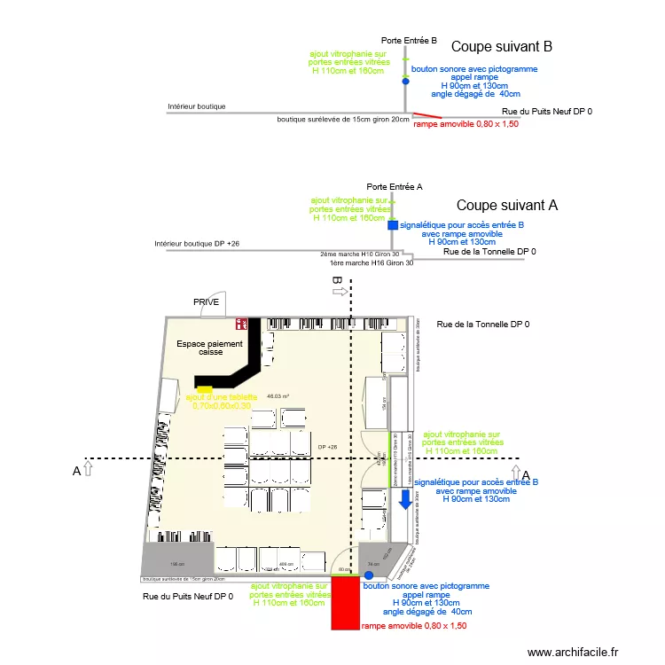 L ANGLE DES DELICES APRES TRAVAUX. Plan de L ANGLE DES DELICES APRES TRAVAUX. Plan de