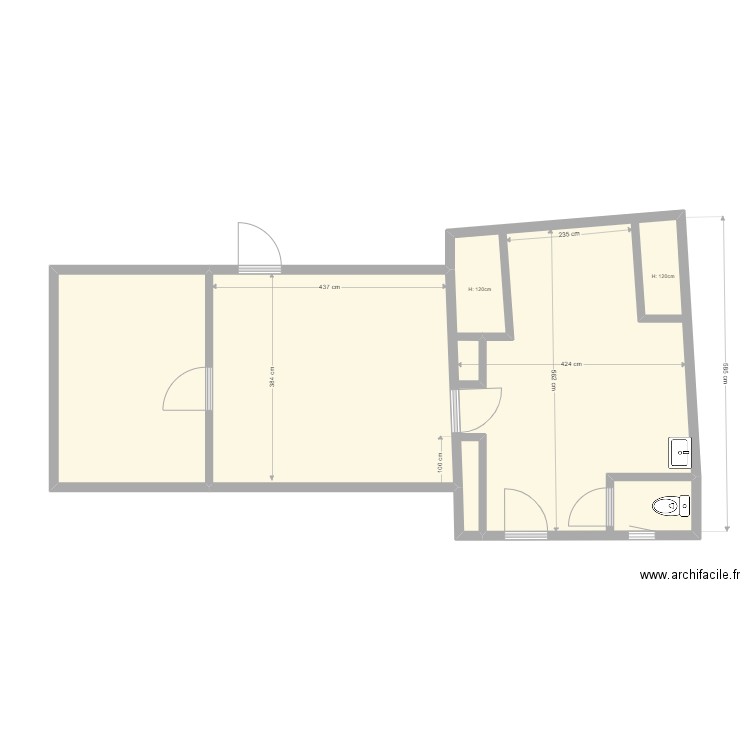 Carisma Cave. Plan de 3 pièces et 51 m2