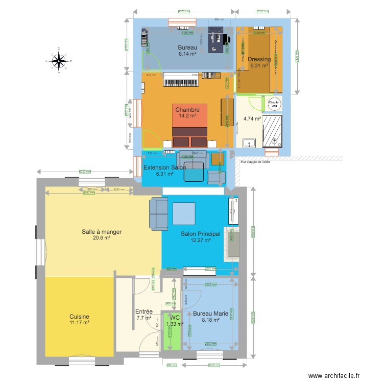 Extension Maison RDC V8  Meublee. Plan de 0 pièce et 0 m2