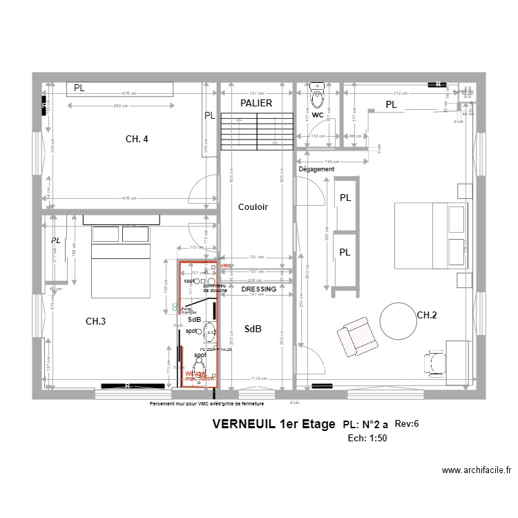 VERNEUIL 1er Etage a3. Plan de 0 pièce et 0 m2