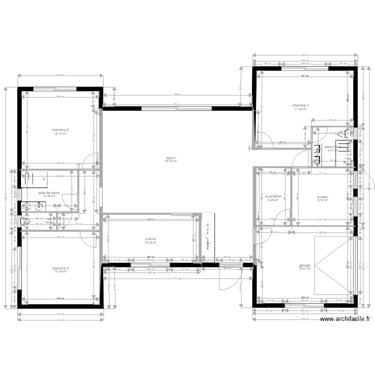 maison en H 2eme version. Plan de 0 pièce et 0 m2