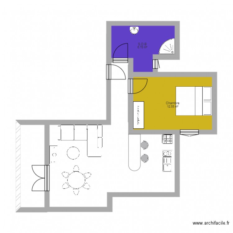 Plan F2 D 54M2. Plan de 0 pièce et 0 m2