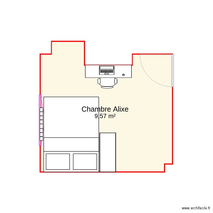 Chambre Alixe2. Plan de 1 pièce et 10 m2